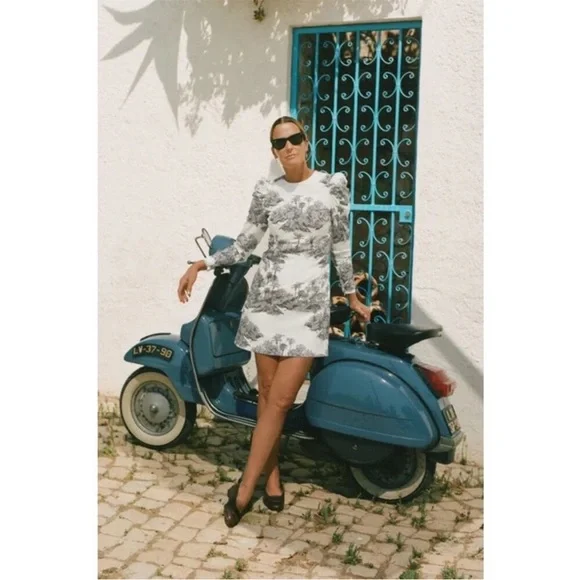 Tuckernuck x India‎ Hicks Black and White Toile Domino Mini Dress - Picture 6 of 16